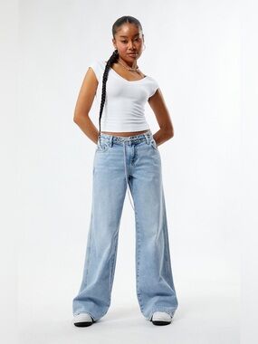 PacSun Light Indigo Grommet Low Rise Baggy Jeans Size 24